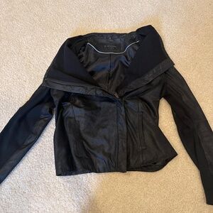 Elie Tahari 100% lamb leather jacket with knit detailing